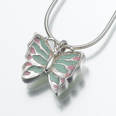 sterling silver butterfly cremation pendant necklace